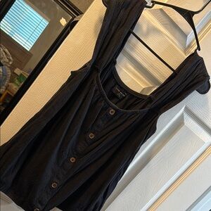Lane Bryant Black Buttoned Sleeveless Tank Top